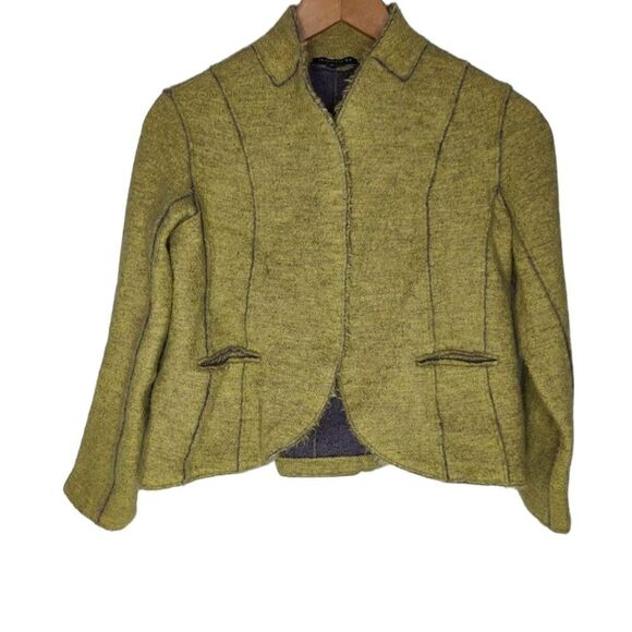 Eileen Fisher Merino Wool Green Coat - Picture 1 of 10